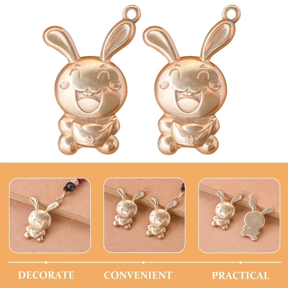6 pezzi di piccolo ciondolo portachiavi coniglietto in ottone con ciondolo per gioielli fai da te che realizzano forniture artigianali decorazione da appendere con coniglio