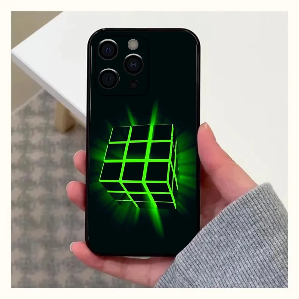 Divertente custodia per telefono Rubiks Cube per Apple iPhone 15,14,13,12,11,Pro,X,XS,Max,XR,Plus,Mini Cover morbida nera