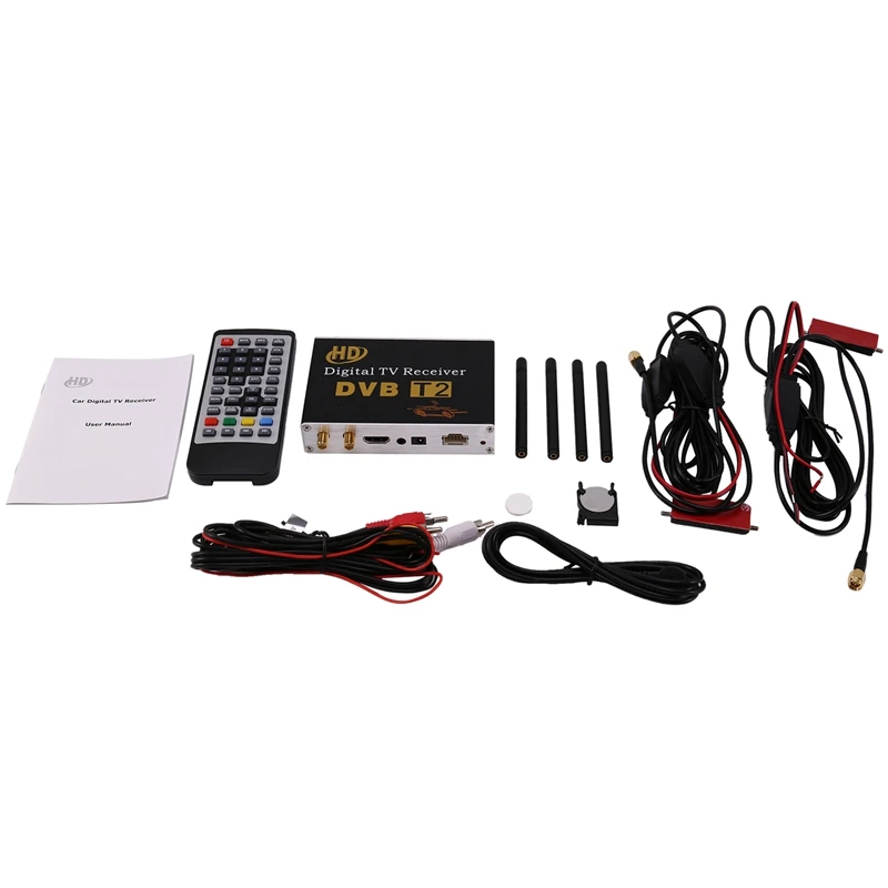 

M-718 Antenna 2 Tuner Car HD DVB-T2 4 Video Output Cars Digital TV Turner Receiver Tv Box 120-150KMH Russia Hot