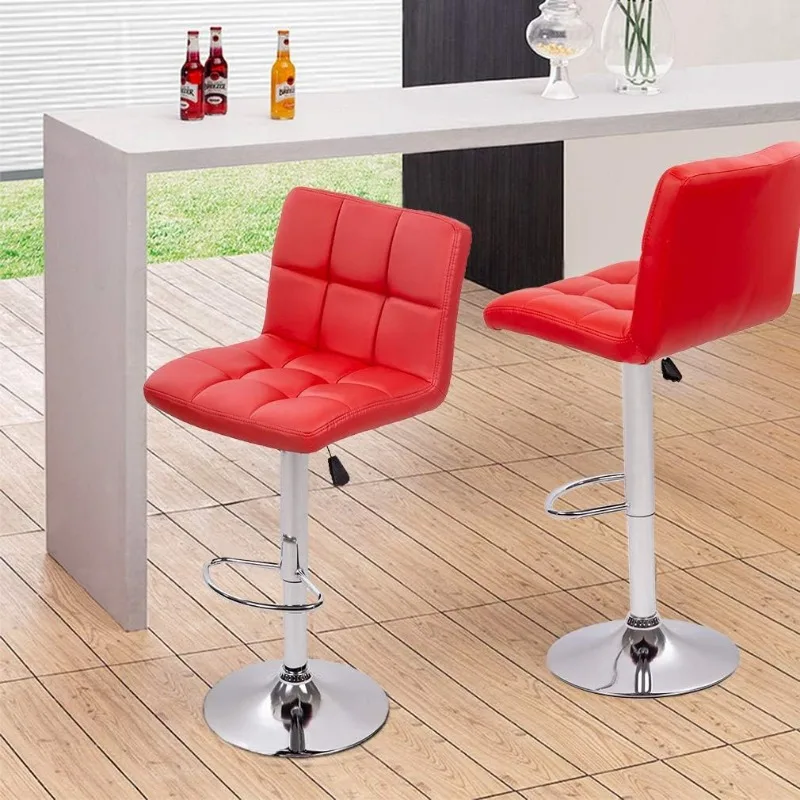 Bar Stool Barstools Bar Chairs Counter Height Adjustable Swivel Stool with Back PU Leather Kitchen Counter Stools Set of 2