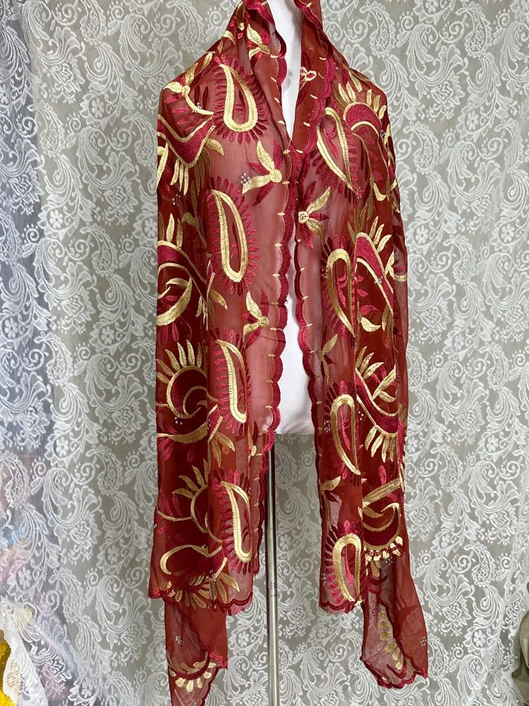 Großhandel traditioneller ethnischer Chiffon-Schal, langlebig, großer Hijab, verschiedene afrikanische Farben, atmungsaktiv, bequem, Pashmina, weiche Tücher
