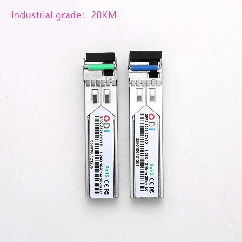 LC SFP Fiber optic module Industrial grade -40~+80 Celsius 1.25G20KM 1310/1550nm Single-SFP compatible with Mikrotik Cisco