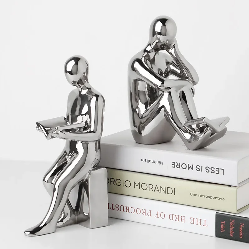 Ceramic Creative Bookstall Character Ornaments Porch Living Room Wine Television Cabinet Office Luxury Decorations