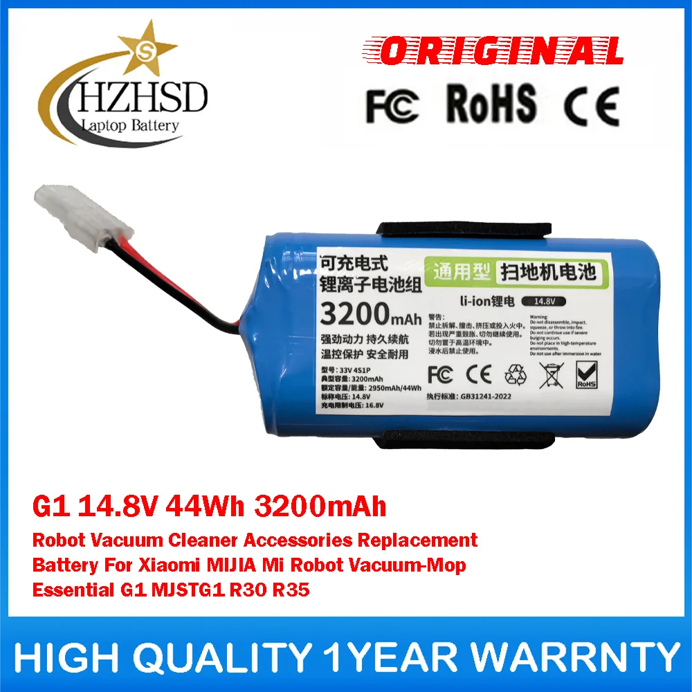 

G1 14.8V 44Wh 3200mAh Robot Vacuum Cleaner Accessories Battery For Xiaomi MIJIA Mi Robot Vacuum-Mop Essential G1 MJSTG1 R30 R35