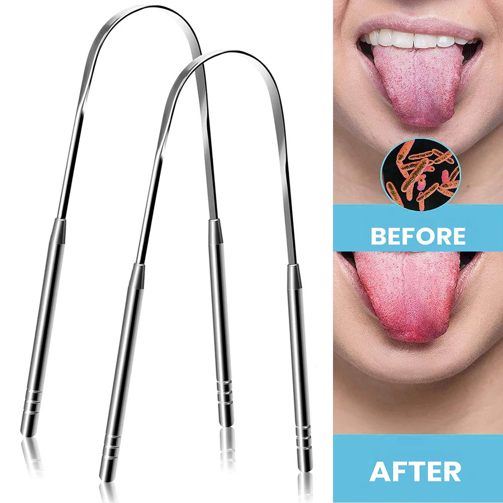 

1PC Tongue Scraper Stainless Steel Tongue Cleaner Fresh Breath Tongue Toothbrush Oral Hygiene Care Tools for Adults And Kids