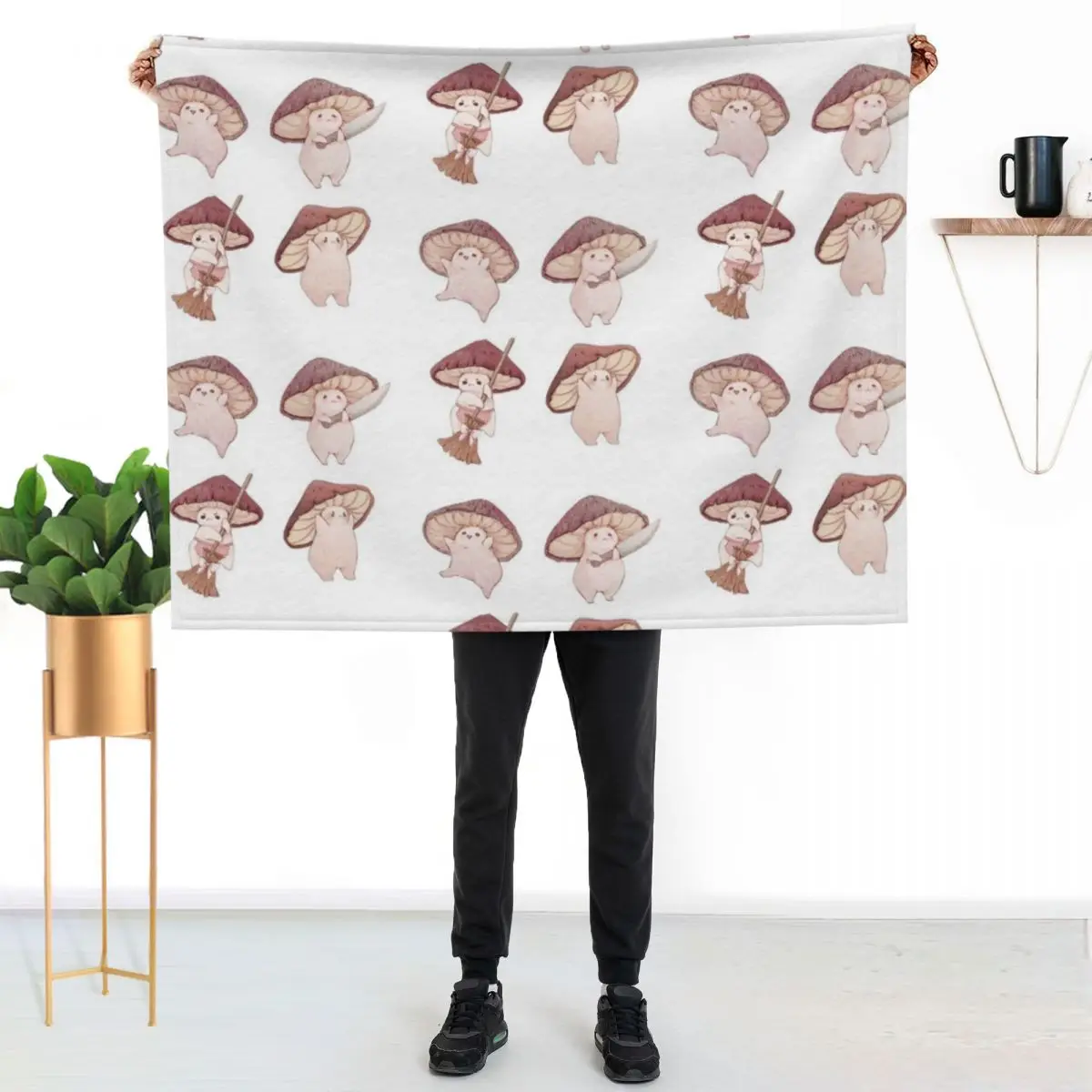 Four Different Mushroom Moods Throw Blanket Beach funny gift for sofa Bed Soft Big Blankets