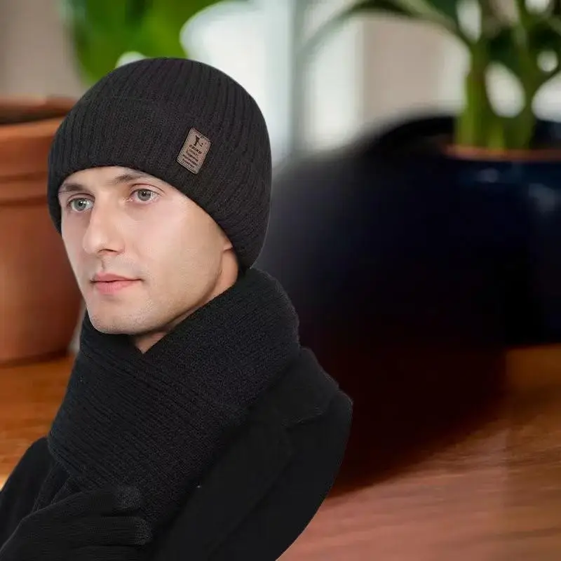 سميكة الصوف الشتاء محبوك قبعة للرجال الدافئة غزل القطن دراجة ركوب يندبروف قبعة للحماية الباردة الخريف الشتاء الموسم