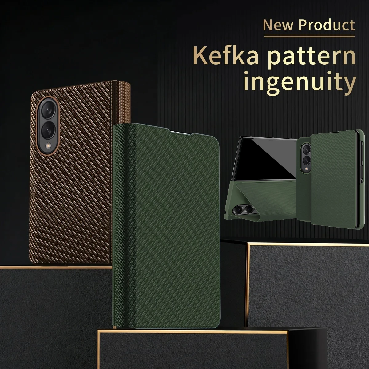 Kevlar Matte Pattern For Magnetic Flip Leather Case For Samsung Galaxy Fold8Ultra 7 6 5 4 3 W26 Shockproof Protection Hard Cover
