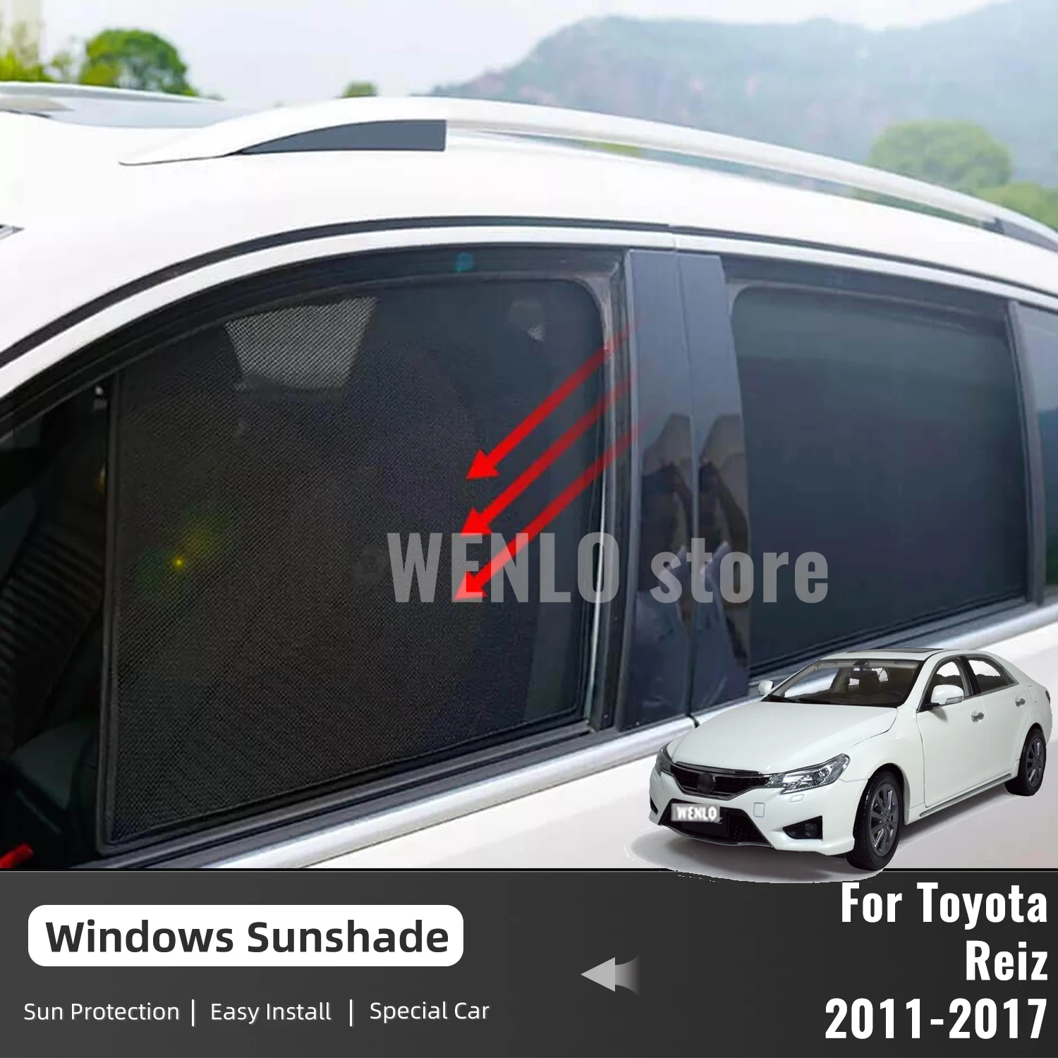 

For Toyota Reiz 2011 2012 2013 2014 2015 2016 2017 Car Window Sunshade Magnetic Curtain Sun Shade Visor Net Mesh Protect Kids