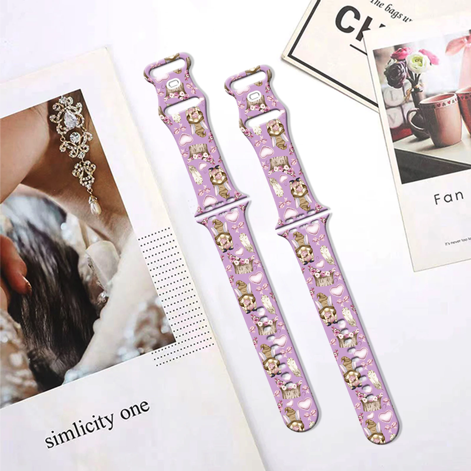 

Easter Elf Print Strap for iWatch 10 9 8 Silicone Band Replaceable Bracelet for Apple Watch 46mm 44mm 42mm 41mm Watchband
