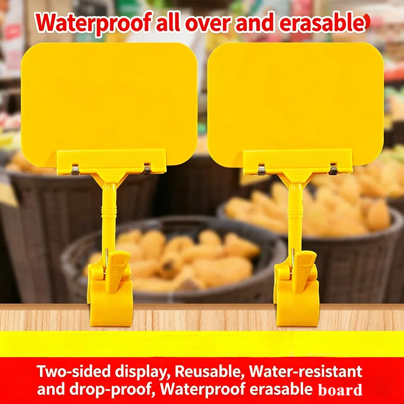 15 Pieces Erasable Chalkboard Pop Clips Sign Holder Liquid Marker Rotating Clip Supermarket Shelf Merchandise Price Label Board