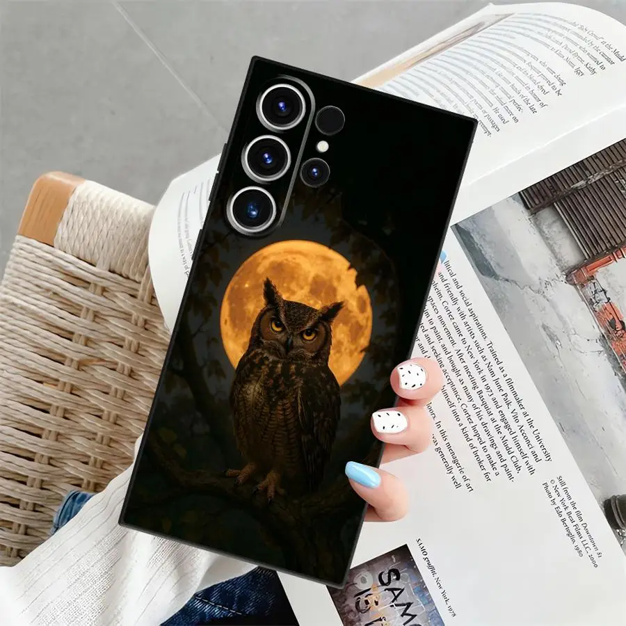 Funda Phone Cover Case for Samsung Galaxy S26 Ultra S20 Ultra Note 20 8 9 10 S23 S24 S21 FE S10 S9 S25 Plus Simple Owl view 5