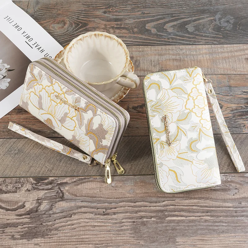 women's-wallet-new-large-capacity-fresh-fashion-flower-print-hardware-accessories-pu-cross-border-trendy-clutch
