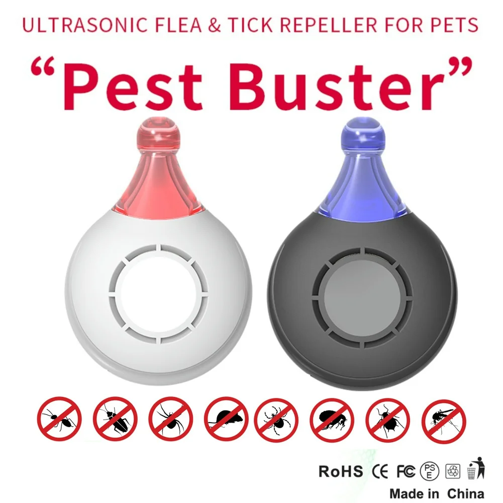 Portable Anti Bug Insect Ultrasonic Pest Reject Flea Tick Lice Repeller for Pets