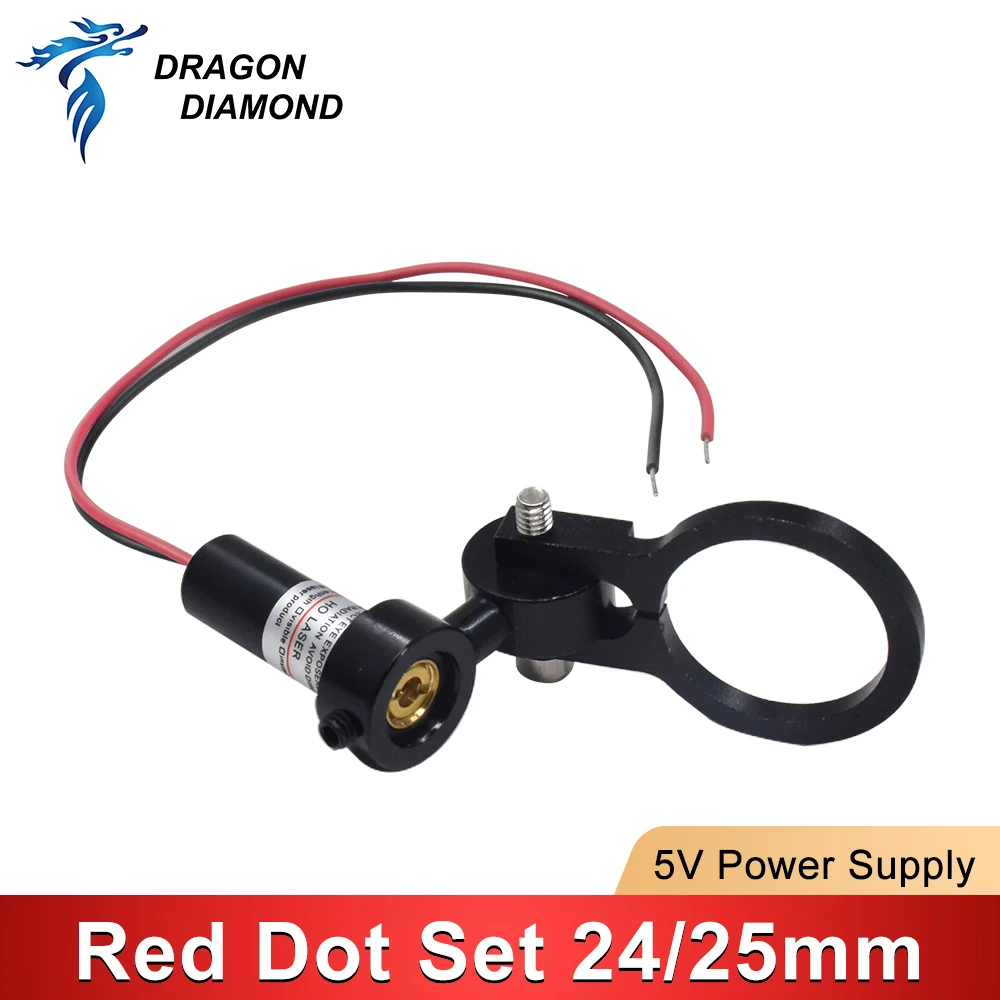 Diode Module Red Dot Set Positioning DC 5V 2A 24mm 25mm Base for DIY Co2 Laser Engraving Cutting Head