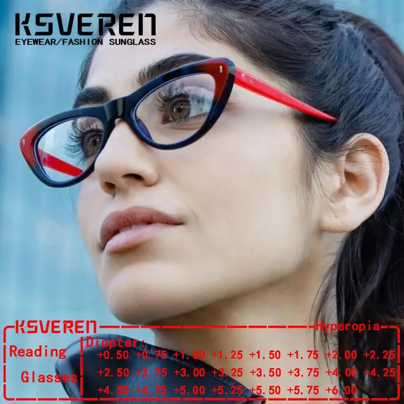 

Trendy TR90 Cat Eye Anti Blue Light Reading Glasses Women Fashion Finished Presbyopic Glasses Female Retro Prescription Glasses