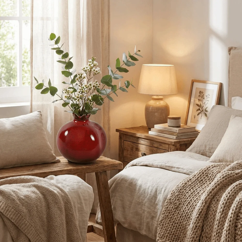 Fashion Decor Ceramic Simulated Pomegranate Vase Fruit Shaped Creative Desk Vase Handmade Bud Vase Living Room Decor