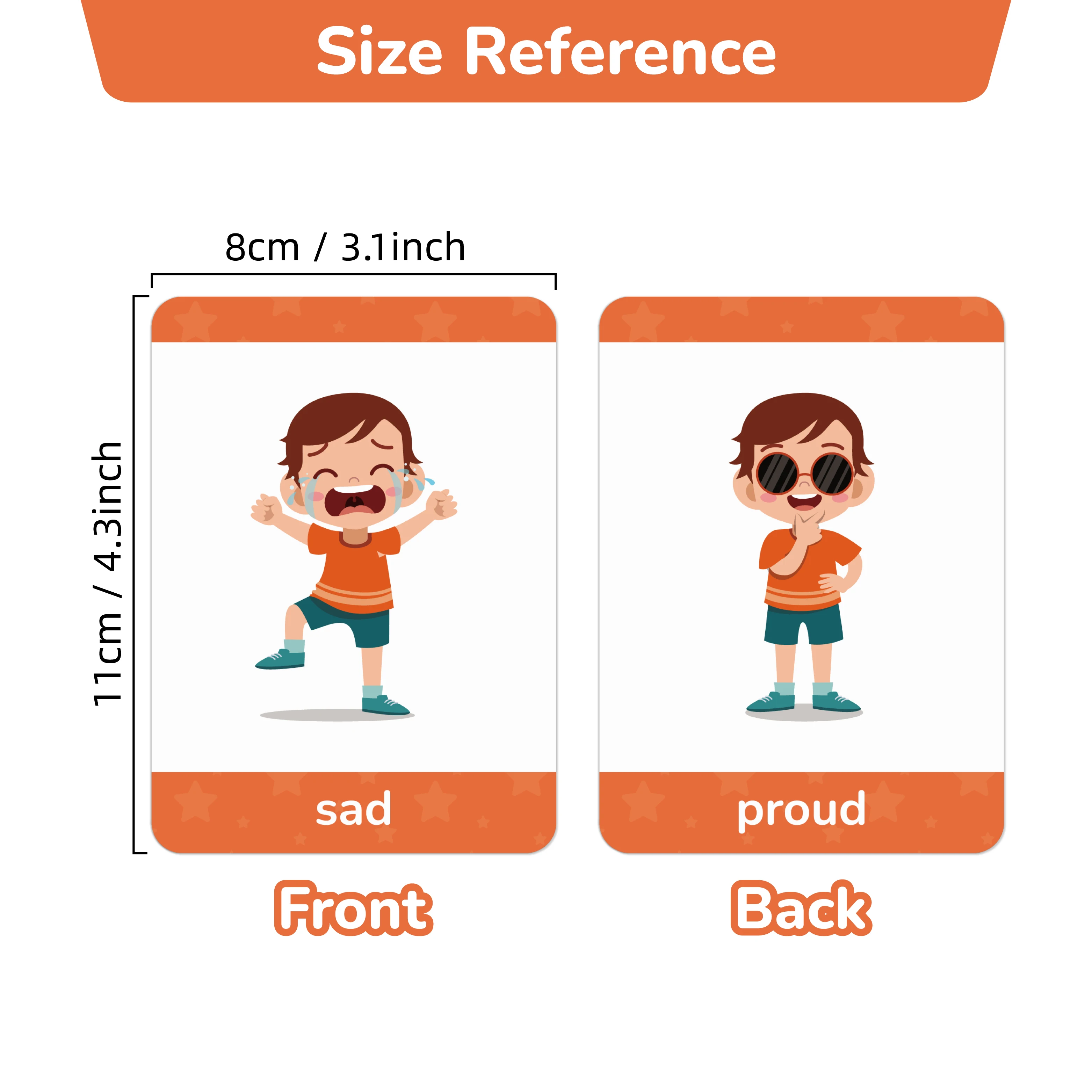 15pcs Multiple Types of Behaviors and Emotions Card, ​​Children's Vocabulary Cognition Card,Ideal for Homeschool and Educators