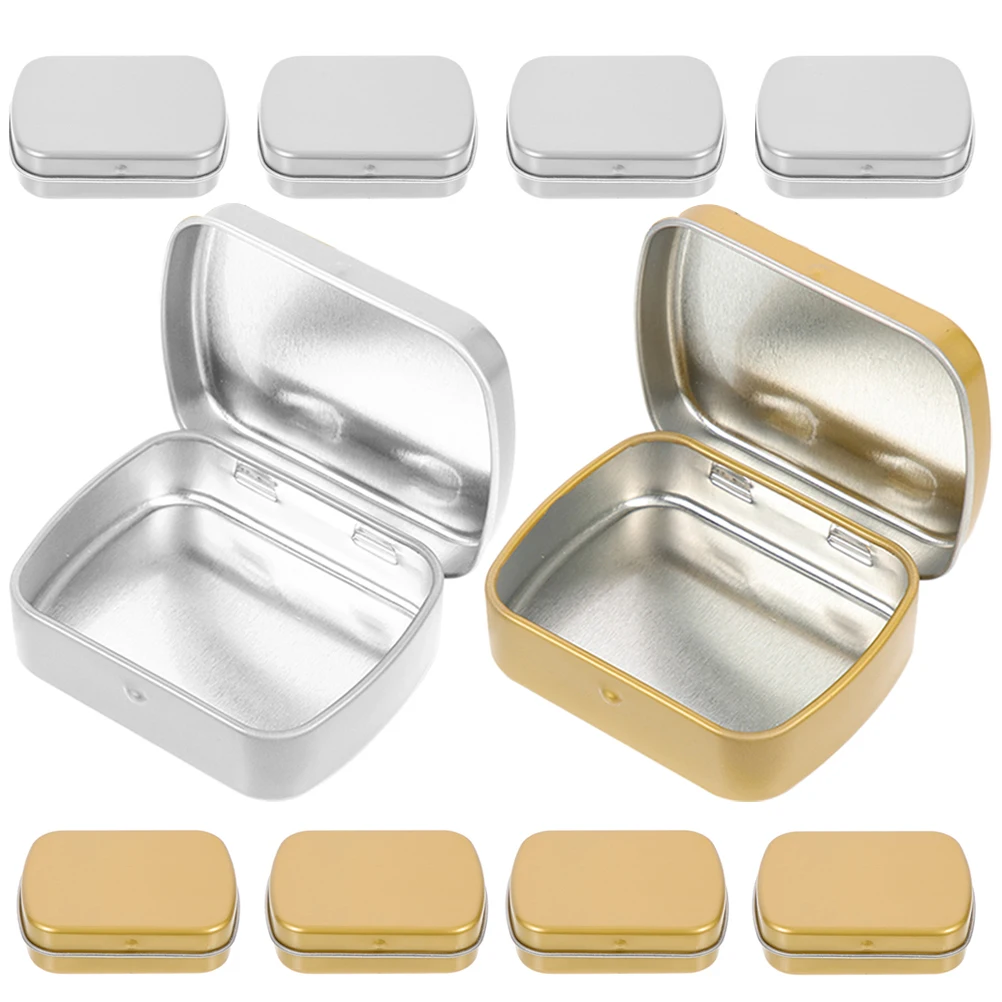 

10pcs Mini Tin Boxes 60x45x15mm Hinged Silver Gold Storage Containers for Candy Jewelry Tea Leaves Cigarettes Iron