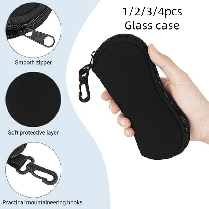 1/2/3/4 Stück Softshell-Brillenetui, Neopren-Material, leicht, robust und langlebig mit weichem Innenfutter