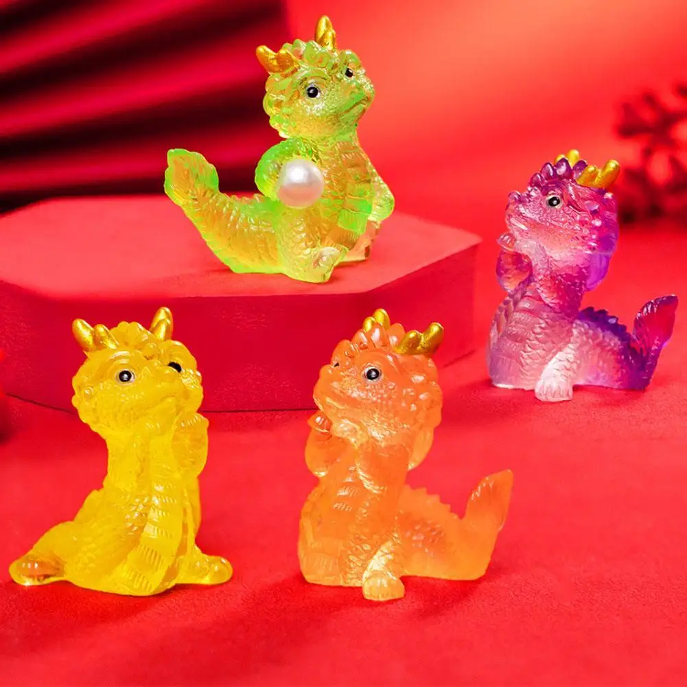 2026 تمثال تنين شفاف سنة الحلي الراتنج عيد ميلاد سعيد الديكور للمنزل المنمنمات السنة الجديدة عيد الميلاد صندوق ديكور #4