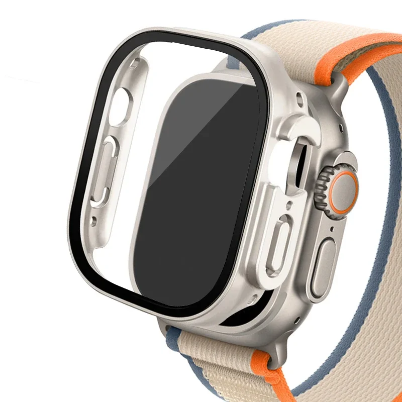 Vidrio + funda para Apple Watch Ultra 2, carcasa de 49mm para reloj inteligente, parachoques de PC + Protector de pantalla, cubierta templada, accesorios de banda serie iwatch