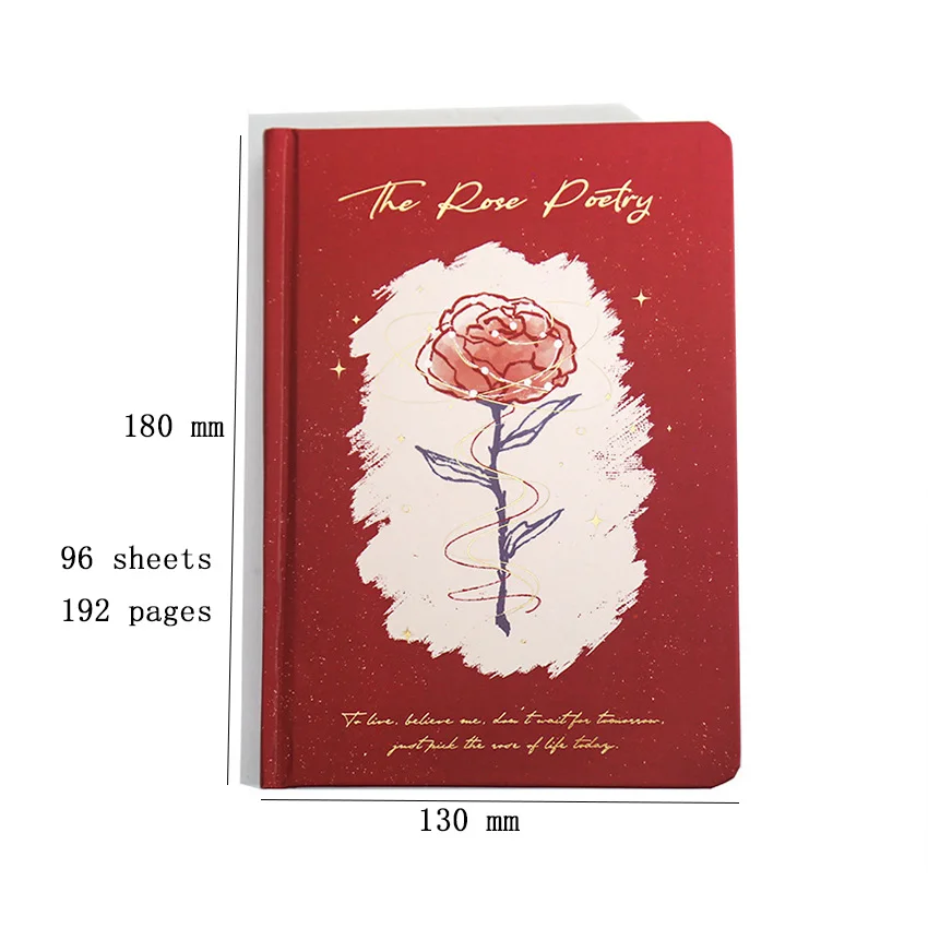 Hardcover Notebook (Rose Poetry Series) Red Rose Illustration Pretty Diary Student Notepad Book