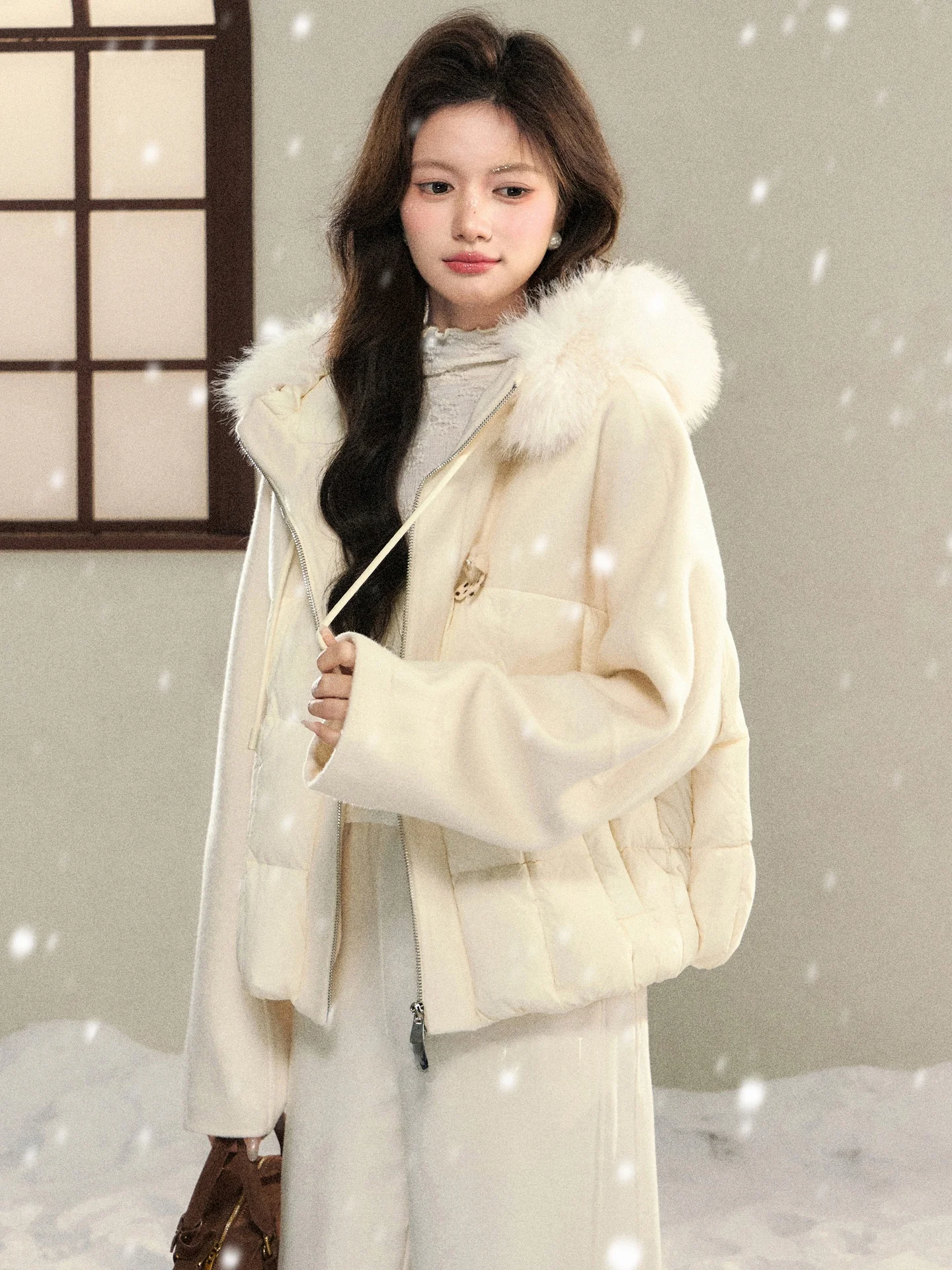 

Женская зимняя куртка-пуховик с 90% белым утиным пухом, корейский дизайн, повседневный крой, со съемным капюшоном