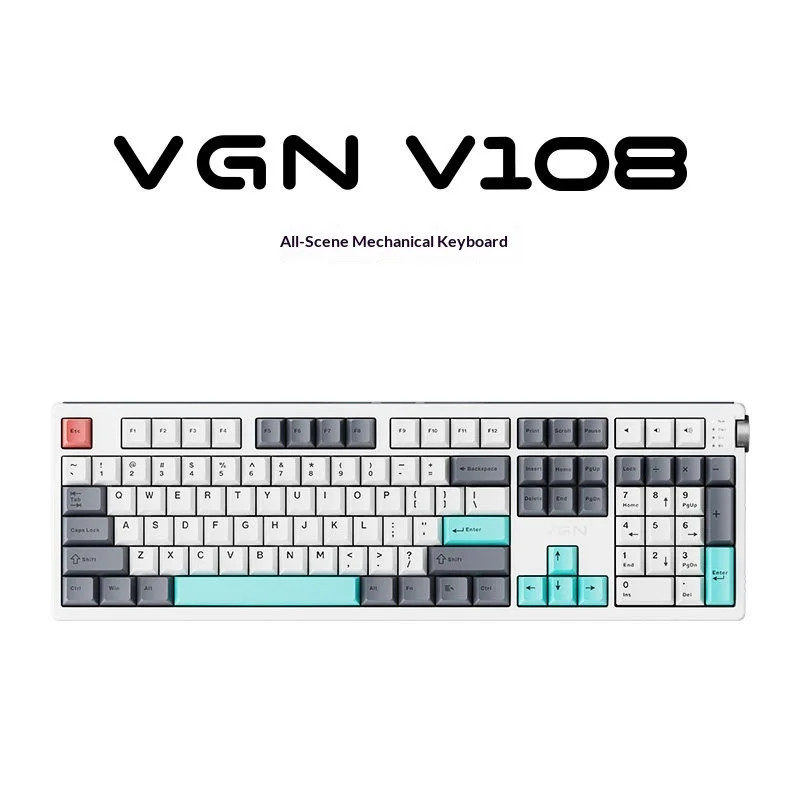 VGN V108 Mechanical Keyboard Blutooth Wireless Keyboard E-Sport Gaming Keyboard V-HUB 3.0 RGB Hifi Low Delay Ofiice Pc Gift