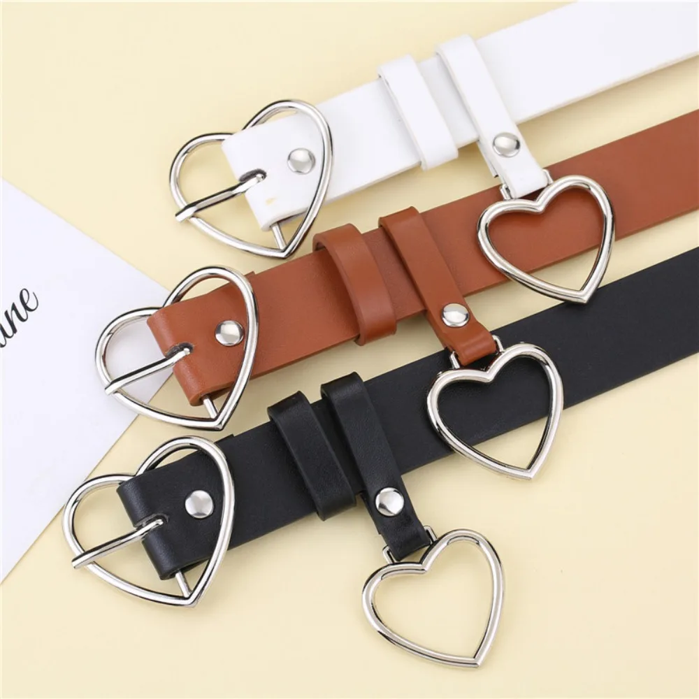 

PU Leather Trouser Dress Belts Durable Simple Style Leather Belt Alloy Heart Shape Pendant Women Waistband