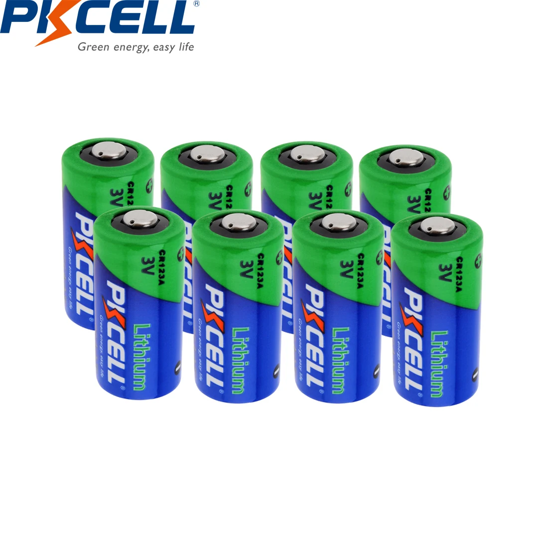 

8PC PKCELL CR123A 3V Lithium battery Non-rechargeable CR 123A CR17345 16340 Batteries for Gas meter wireless Door Alarm camera