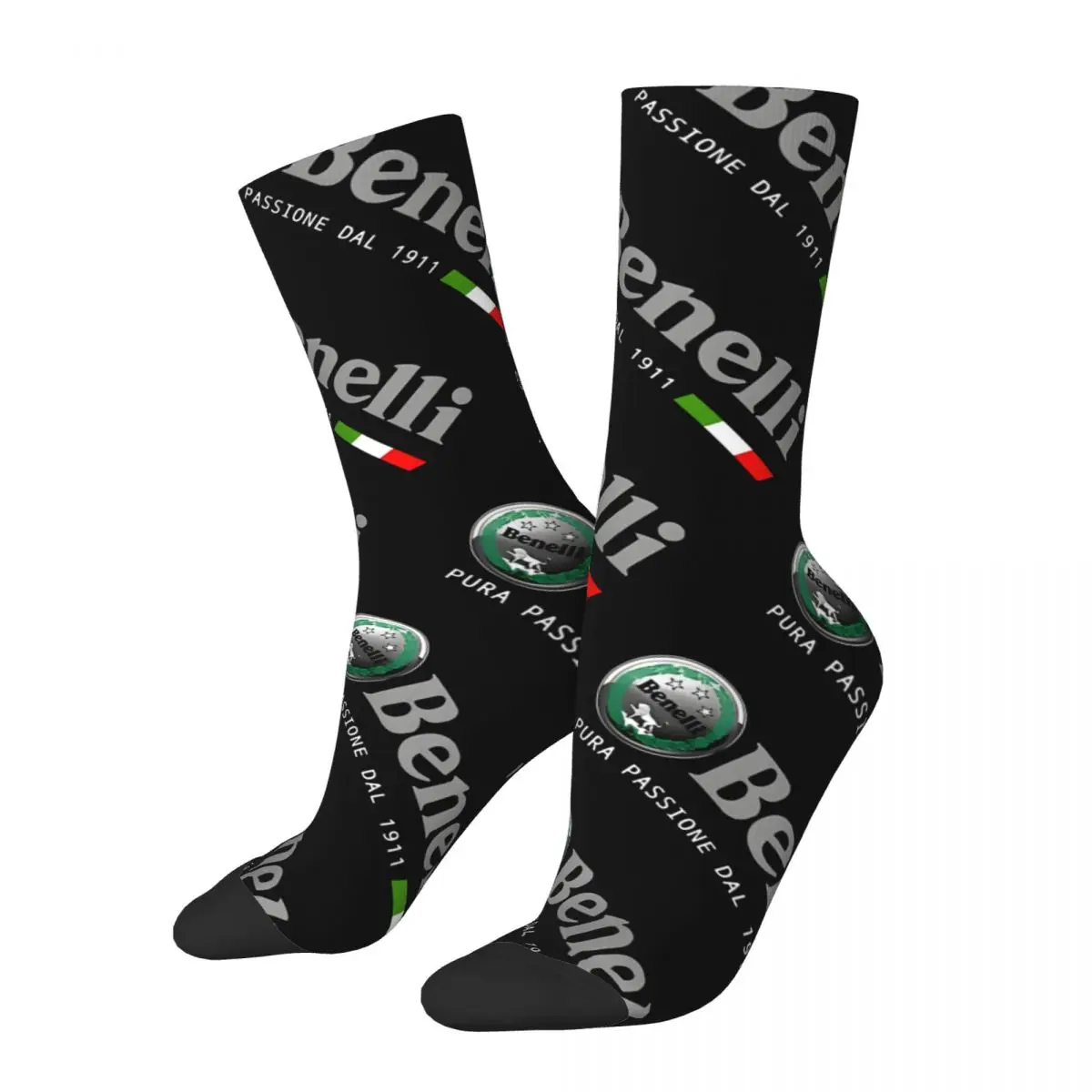 Calcetines de compresión de terapia de moda Retro para hombre, Unisex, estilo callejero Benelli, patrón impreso, novedad