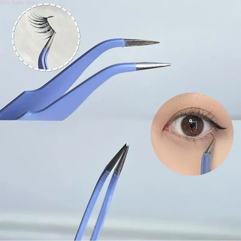 Edelstahl farbige gerade + gebogene Pinzette für Nail Art Aufkleber Strass Picking Tool Wimpern Make-up DIY Pinzette Werkzeug