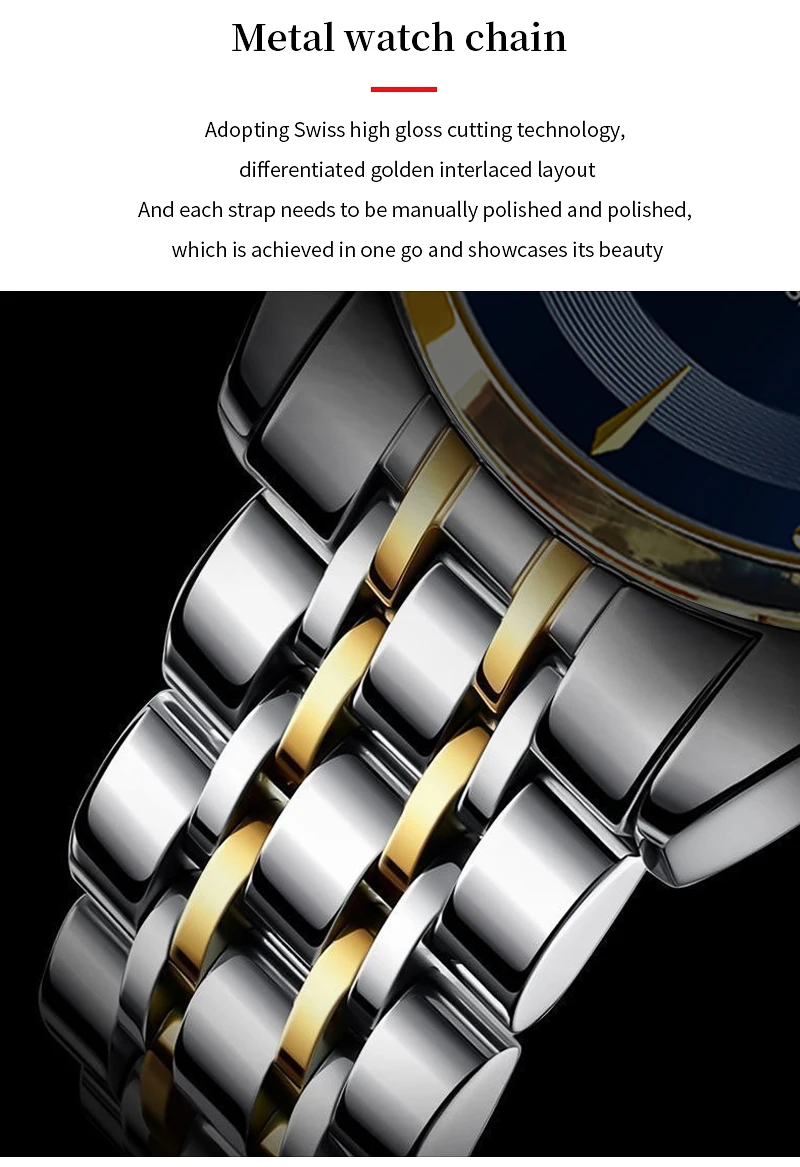 Herrenuhr 43mm Gehäuse Edelstahl-Stil Luxus Strass 3Bar Wasserdicht Quarzwerk Business-Uhren Relogios Masculino – Detail 2