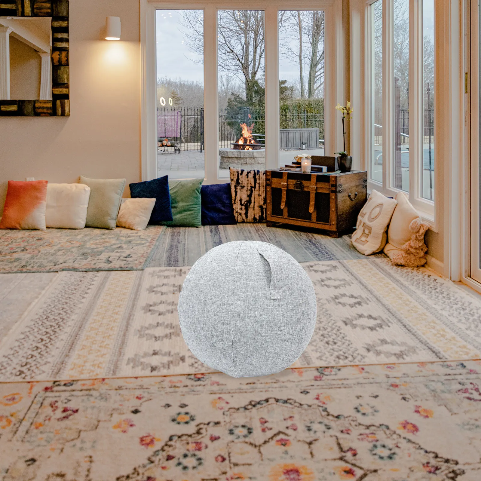 

Чехол для йога-мяча 55 см, хлопково-льняной, антистатический, нескользящий, моющийся, многоразовый, аксессуар для фитнеса, пылезащитный, прочный, для йога-мячей