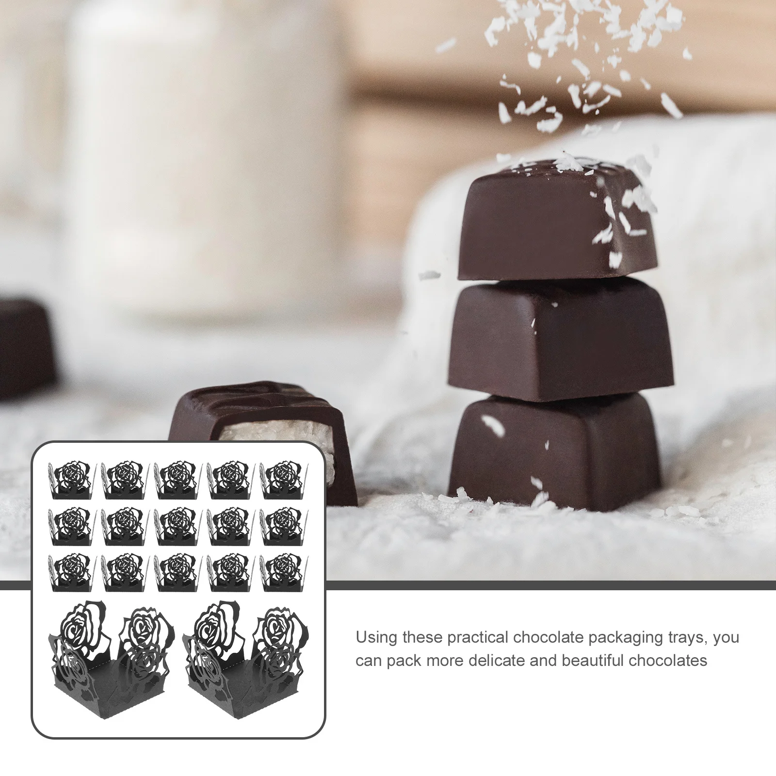 

50Pcs Chocolate Paper Wrappers Hollow Lace Design Truffle Cups Candy Holders Decorative Packaging Tray for Party Wedding