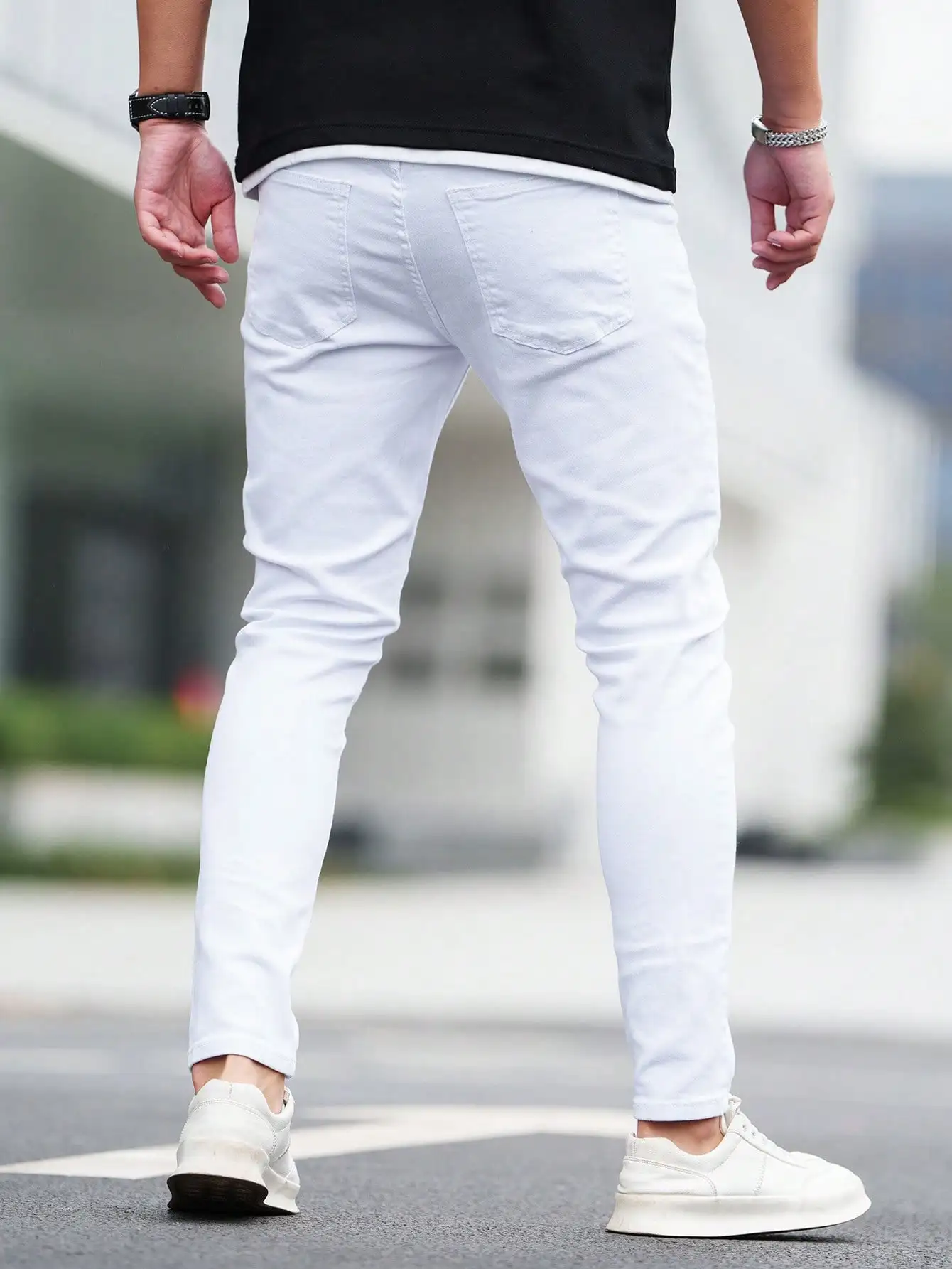 

Men's casual jeans, solid color denim, slim fit men's pants