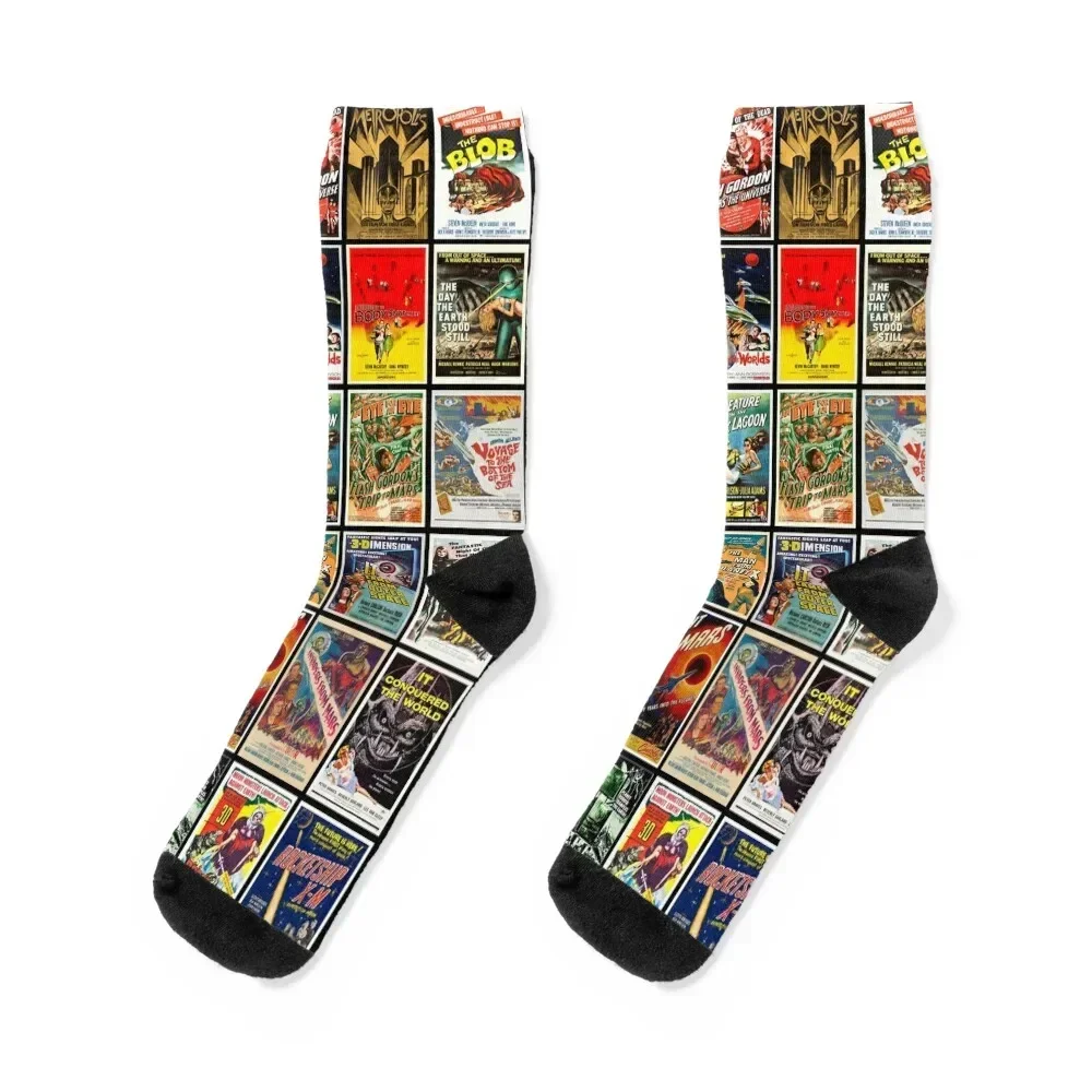 Classic Science Fiction Movie Posters Socks cotton funny sock floral sports and leisure Designer Man Socks Women's