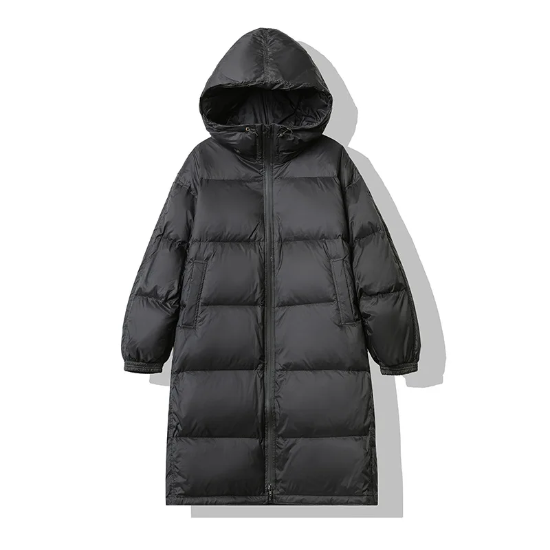 

Down jacket women's mid-length over-the-knee loose thickened bread suit goth jacket women Winter Korean s Pockets