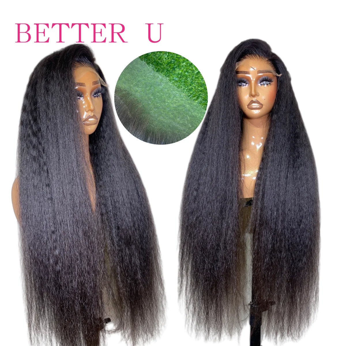 

Real HD Glueless Human Hair Wigs 200% Kinky Straight Lace Front Wig Pre-Plucking Brazilian 5x5 HD Lace Closure Wigs Without Glue