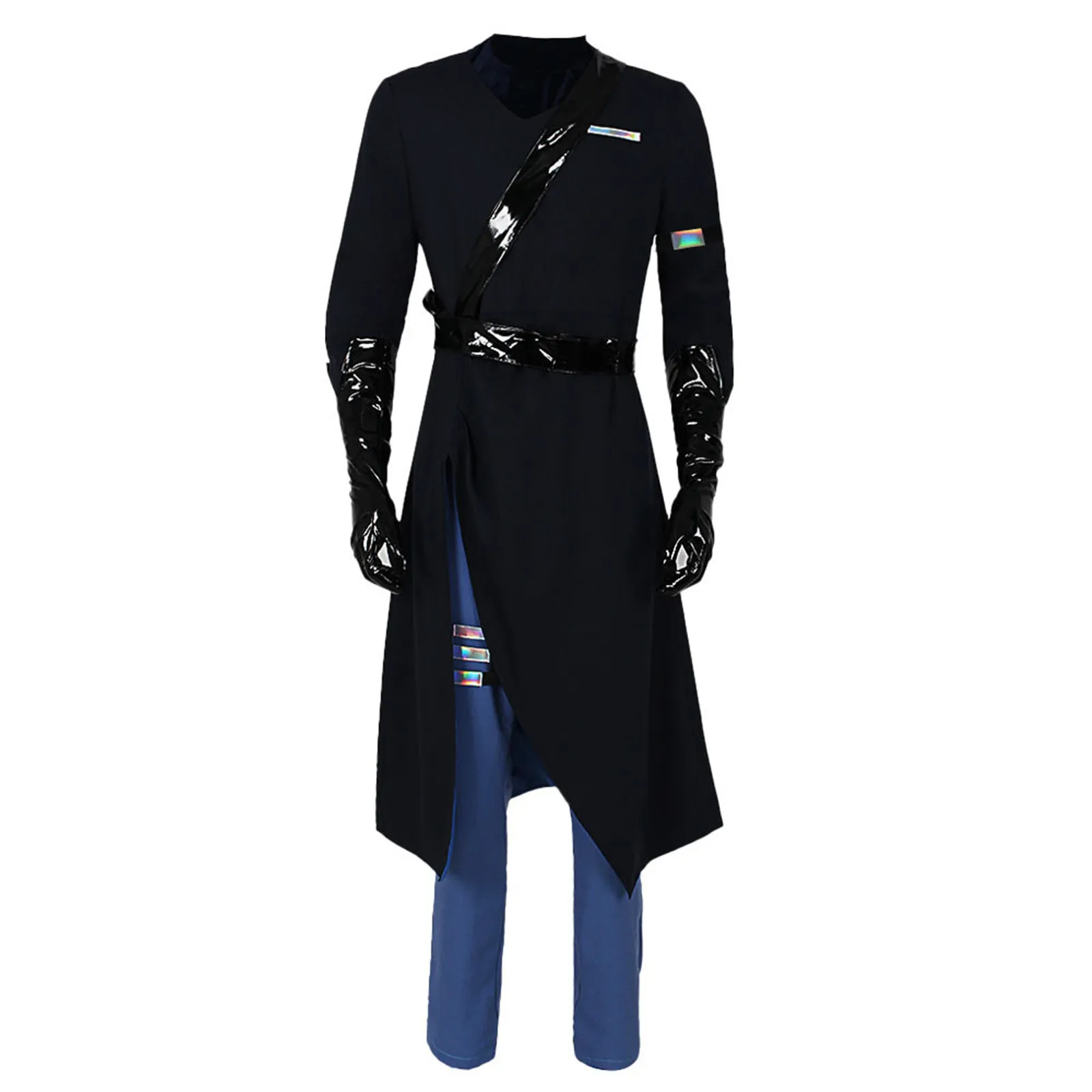 

Ivan Cosplay Costume Male Black Trench Coat Steampunk Jacket Anime Singer Stage Performance Costume Halloween Uniform Set