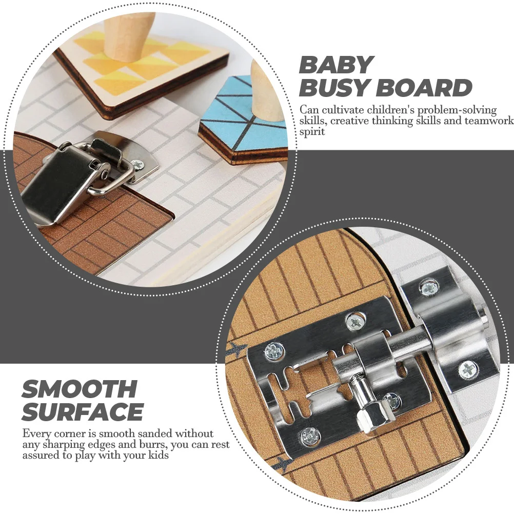 

Wooden Busy Board Kids Early Educational Toddler Learning Puzzle Matching Game Infant Push Activity Sensory Cognitive Board