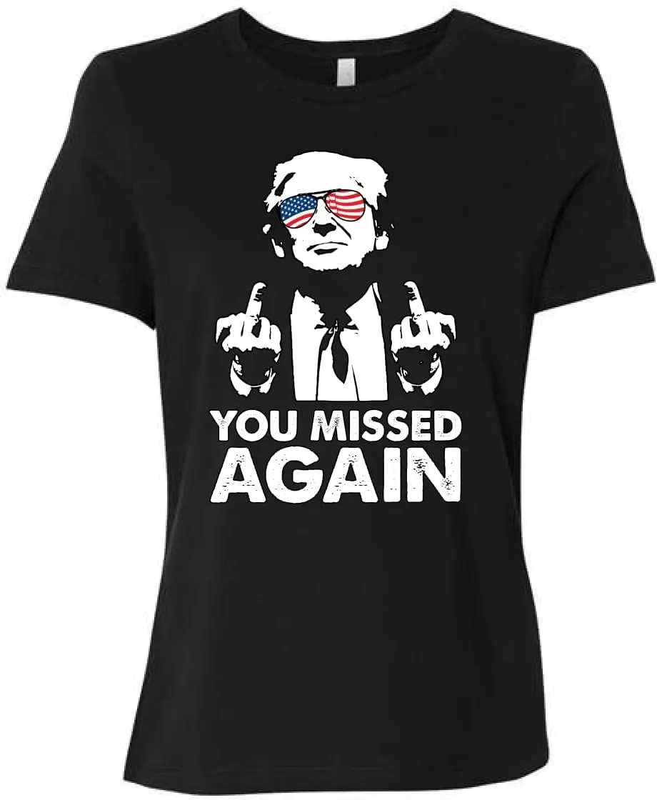 Trump 2024 USA Glasses | You Missed Again 2nd Assassination Attempt Political Womens Shirt