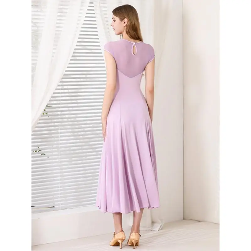 Robe de danse moderne à manches courtes pour adultes, découverte d'épaule, Costume de danse de salon, robe de valse, My900, 2025