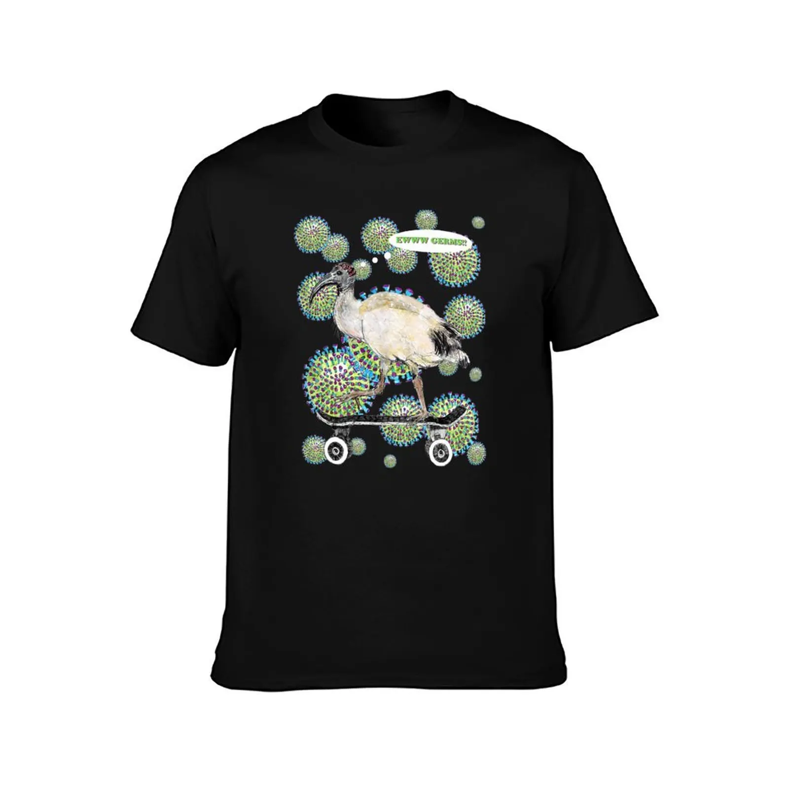 EWWWW GERMS -Skateboarding Ibis - AKA Bin Chicken T-Shirt Summer Casual Cotton Tee Oversized Streetwear Tops Unisex Men Women