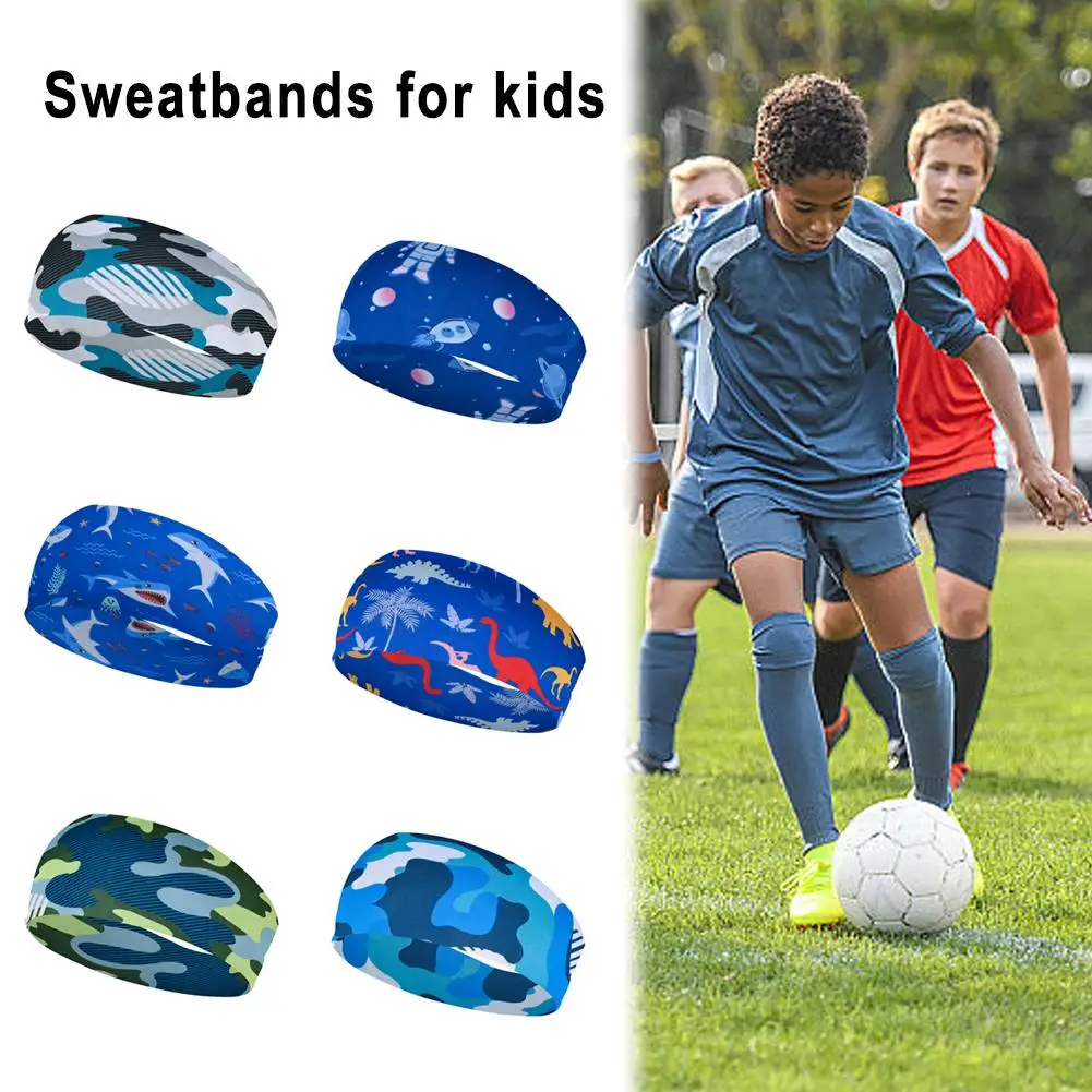 High Elastic Sports Sweatband Headband Cartoon Print Gym Running Soccer Headwrap Breathable Outdoor Sports Sweatbands