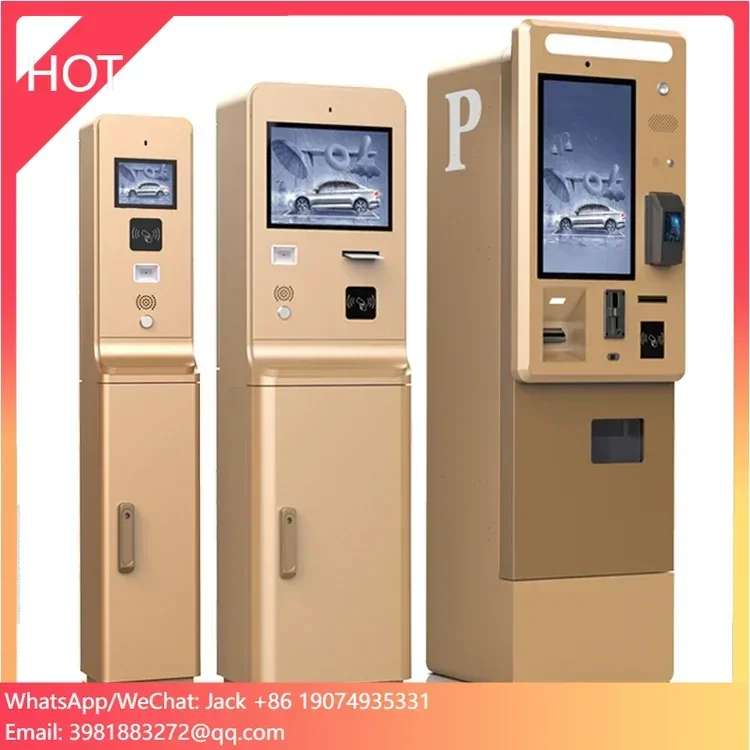 Parking Lot 21.5inch Touch Self Checkout Machine Parking Payment ATM Kiosk With Cash Acceptor And NFC Reader