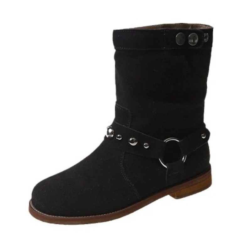 Fashion Rivet Women's Ankle Boots Spring Autumn Low Heels Short Boots Women Shoes Lady Comfortable Non Slip Booties Mujer Black image 5