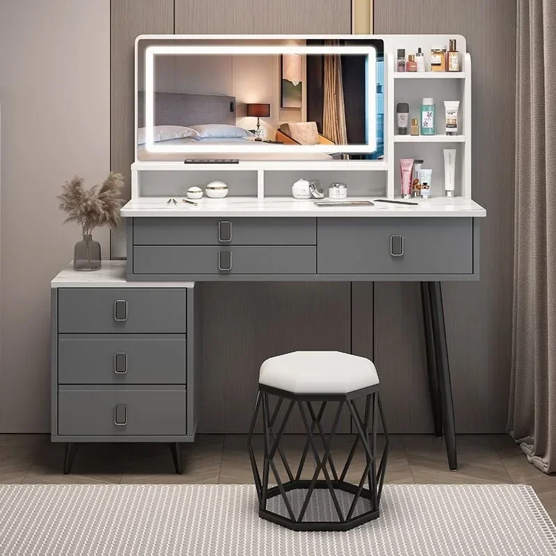 

Luxury Container Chair Mirror Dressing Table Large Mirror Multifunctional Dressing Table Organizers Storage Meuble Furniture