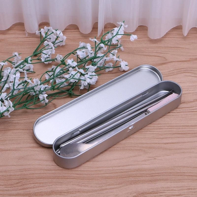 

62KA Silver Tin Pencil for Case Pen Storage Box Stationery School Office U
